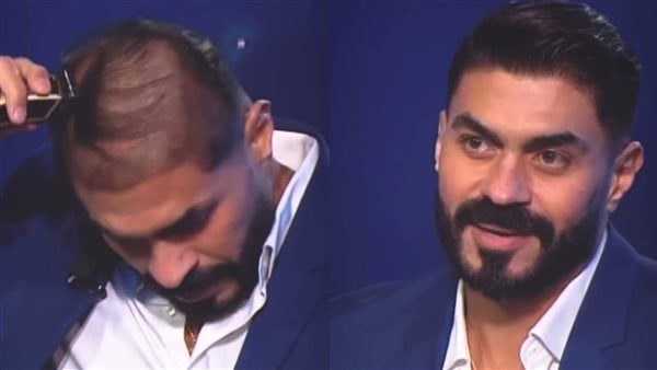 خالد سليم يحلق شعره علي الهواء تضامناً مع والدته المصابة بالسرطان