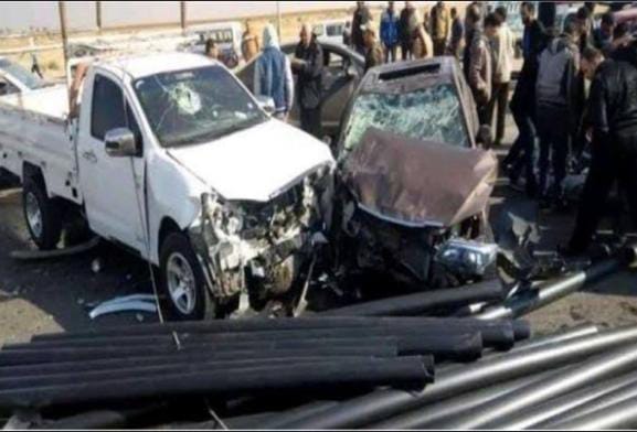 مصرع شخص نتيجة لحادث تصادم سيارتين في الطريق الصحراوي الشرقي بمحافظة سوهاج
